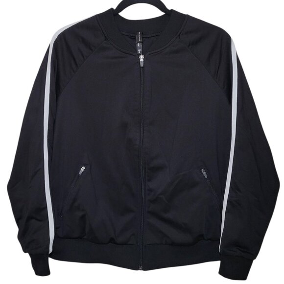torrid Jackets & Blazers - Torrid Active Full Zip Track Jacket Bomber Stripe Black White Size 0 Athleisure
